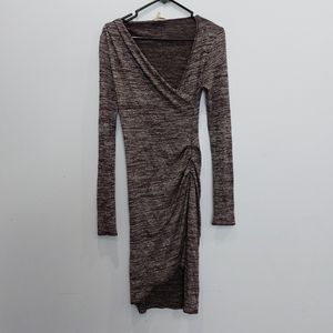 Aritzia Wilfred Free Klum Dress Speckled Purple Longsleeve V-neck Small